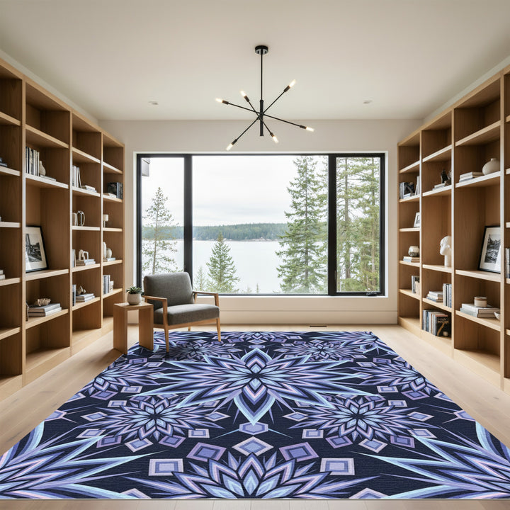 Geometric Violet Starburst Mandala Rug