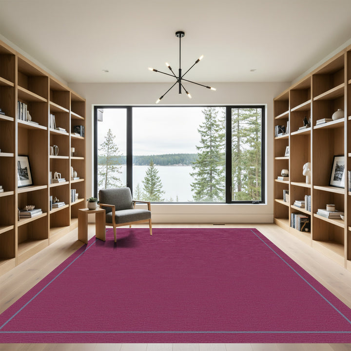 Deep Plum Geometric Border Rug