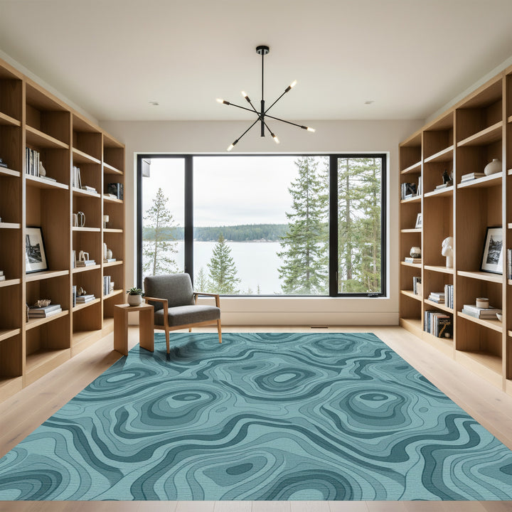 Contour Line Ocean Waves Rug