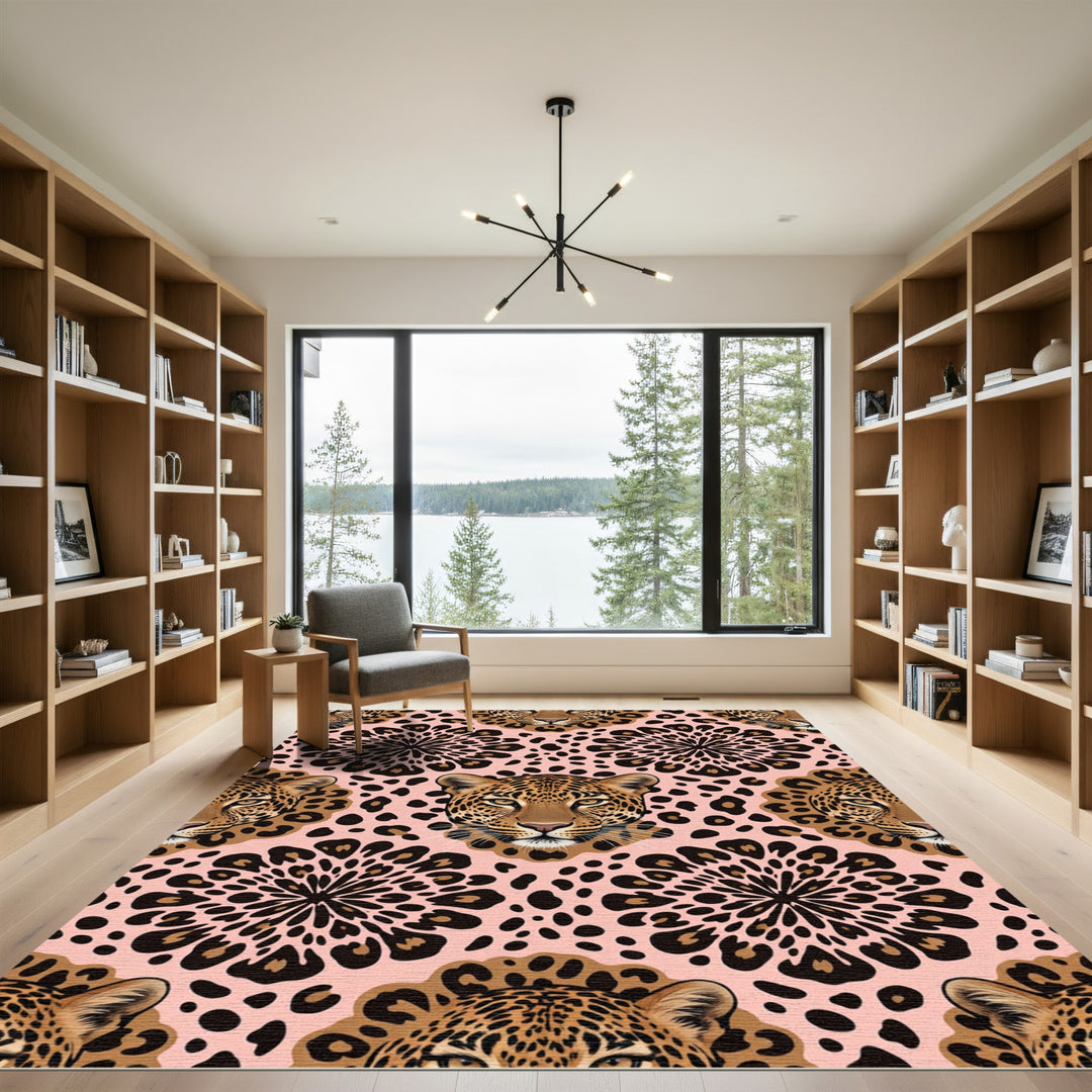 Pink Leopard Roar Mandala Rug