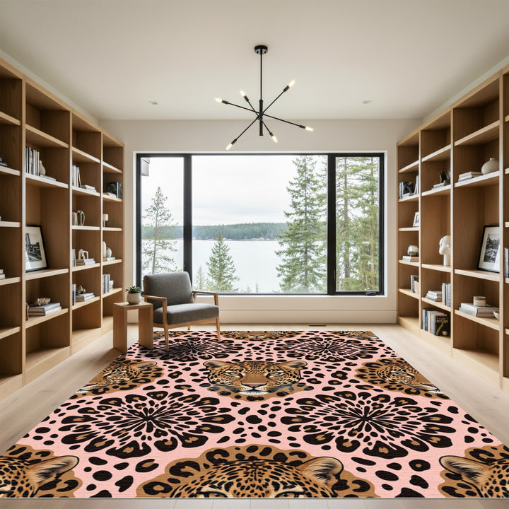 Pink Leopard Roar Mandala Rug