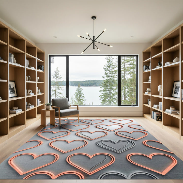 Coral Heart Paperclip Arrangement Rug