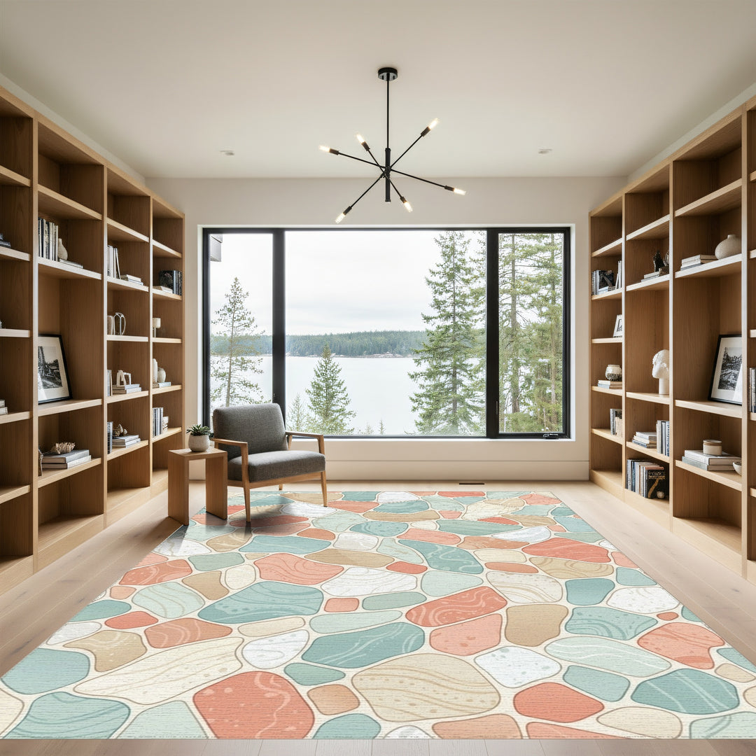 Tumbled Stone Pastel Coastal Mosaic Rug