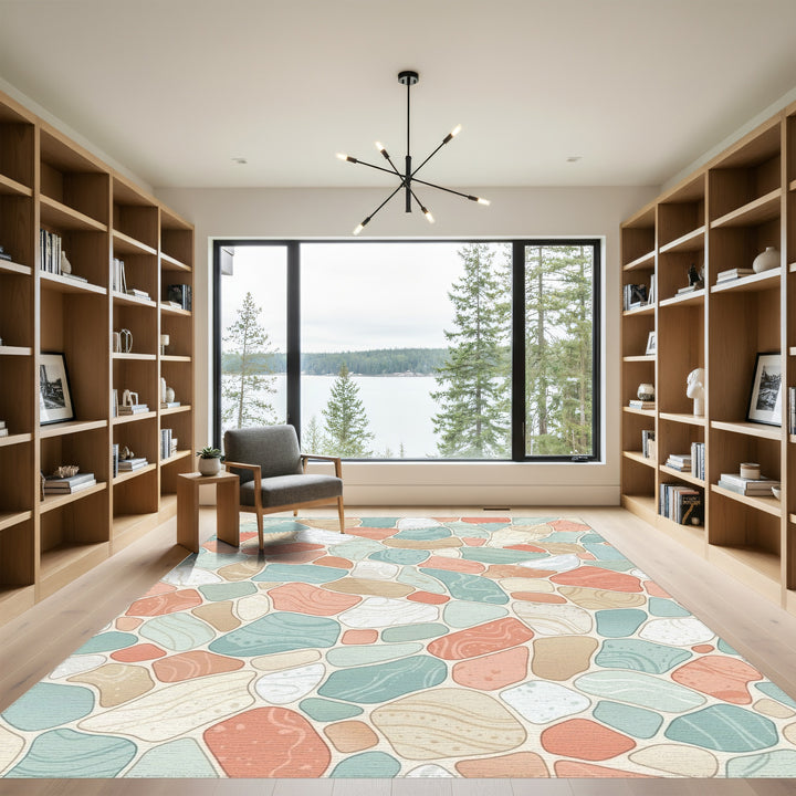 Tumbled Stone Pastel Coastal Mosaic Rug