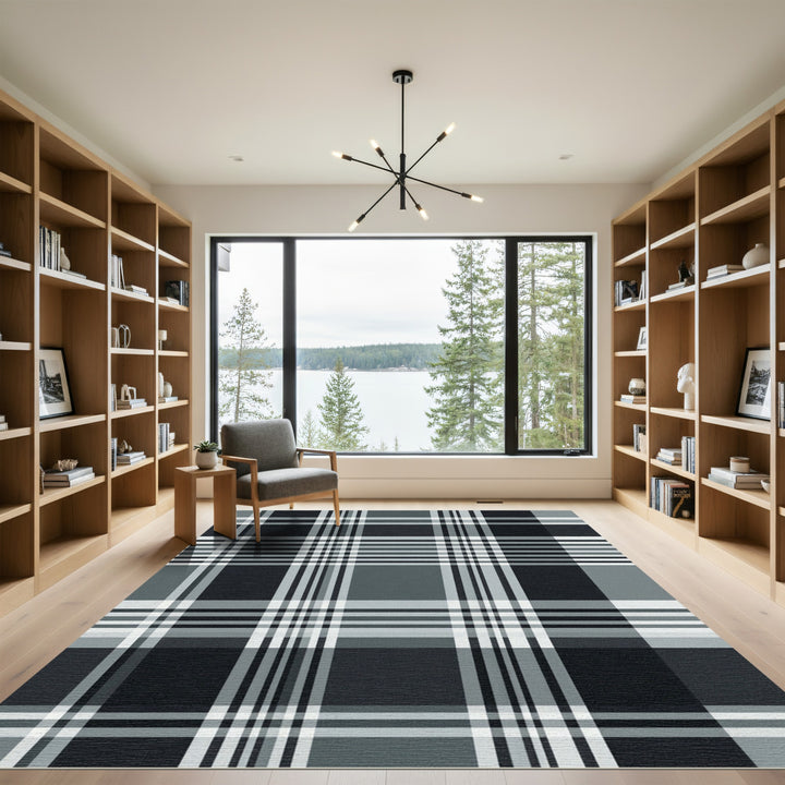 Classic Monochrome Plaid Rug