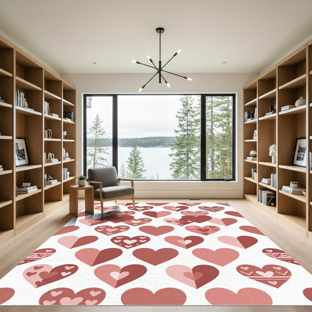 Romantic Rose Heart Collage Rug