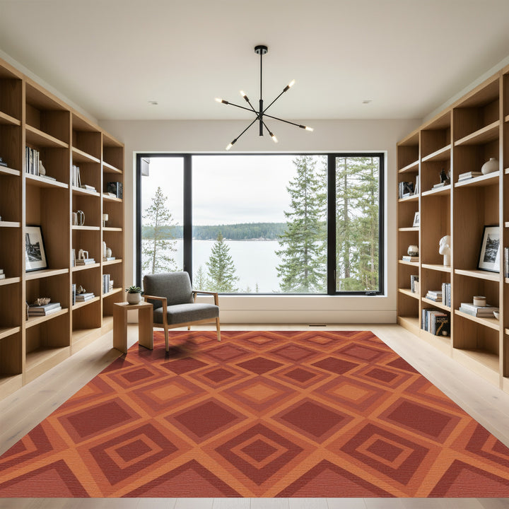 Earthy Tone Geometric Diamond Rug
