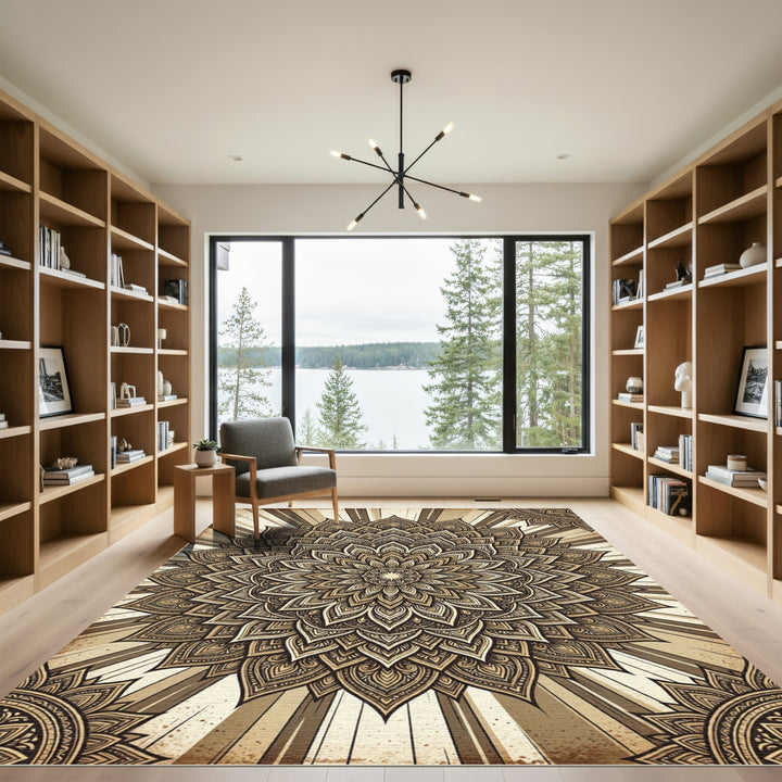 Golden Mandala Sunburst Rug
