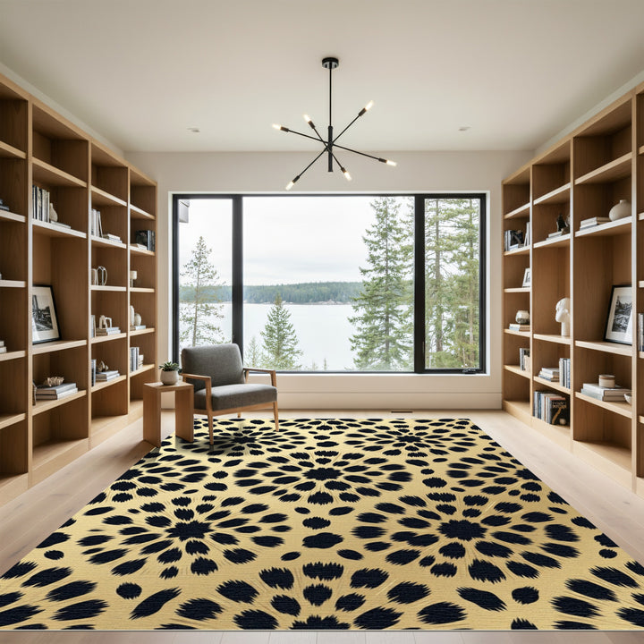 Golden Black Dandelion Radiance Rug