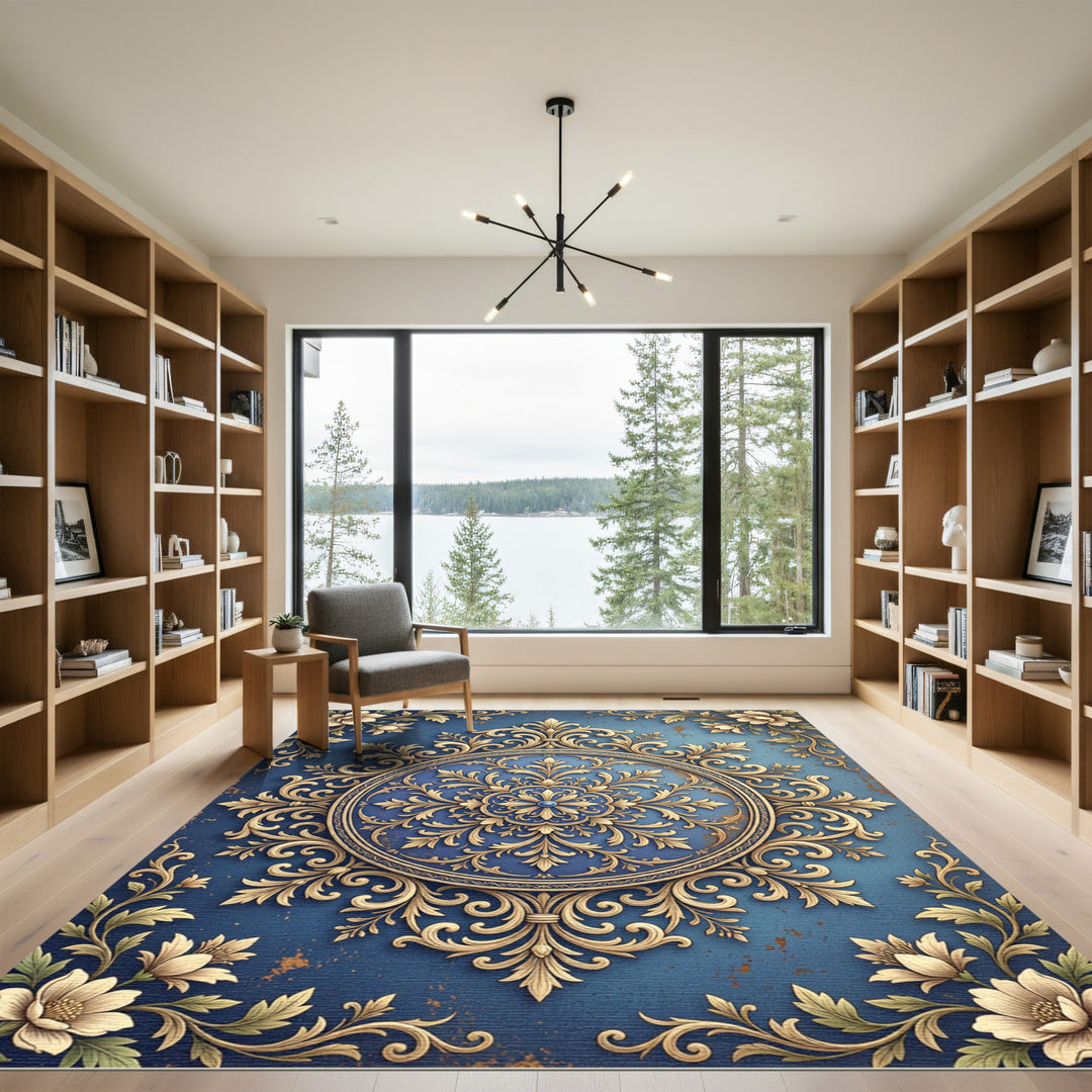 Golden Baroque Bloom Rug
