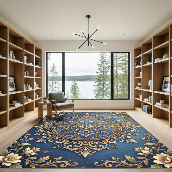Golden Baroque Bloom Rug