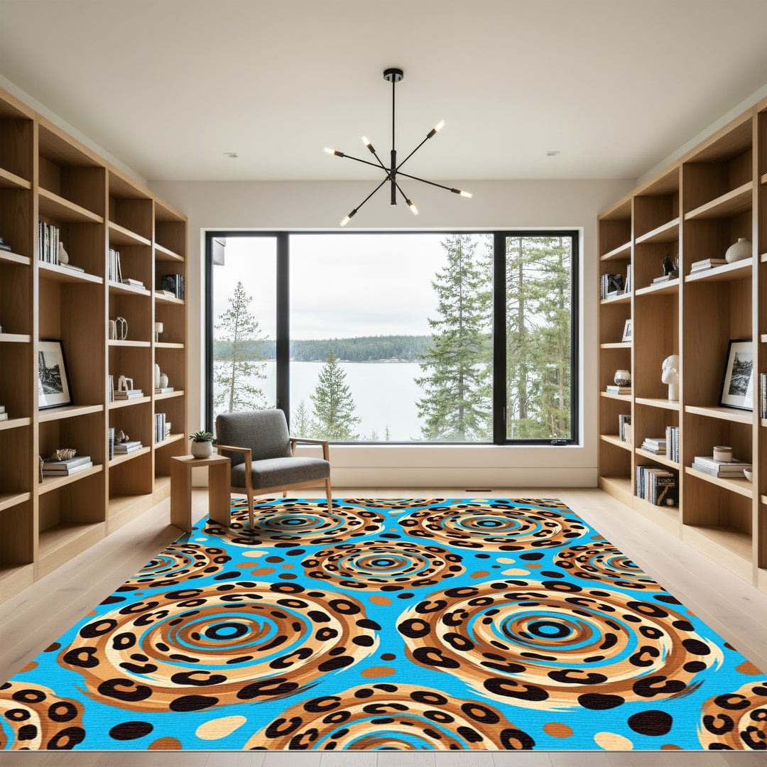 Leopard Print Swirls Aqua Rug