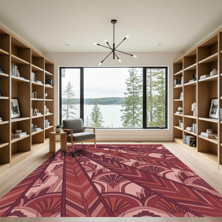 Art Deco Sunburst Feathered Arches Rug