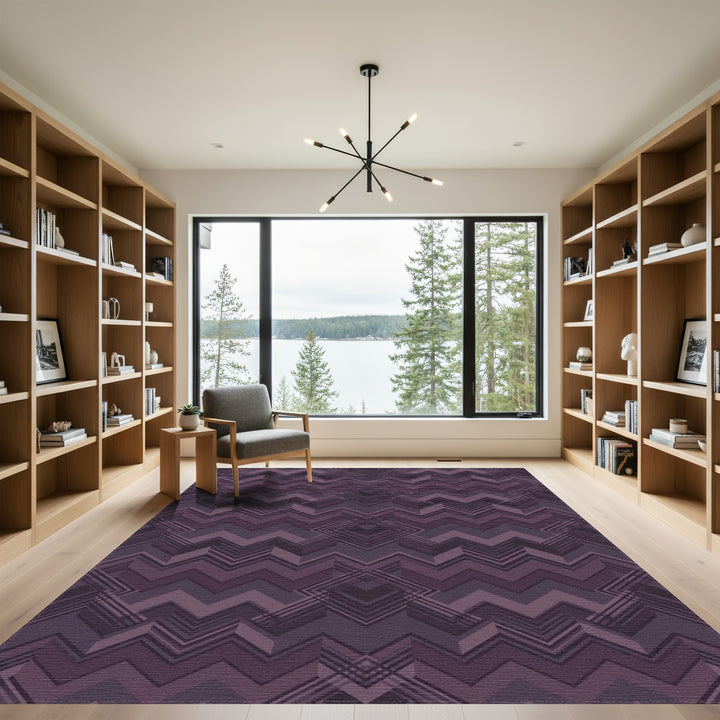 Mauve Chevron Diamond Geometric Rug