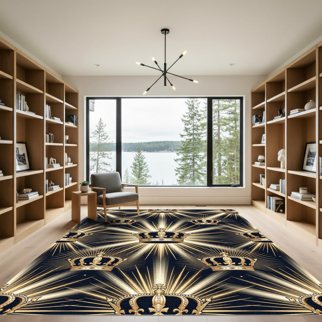 Golden Royal Crown Radiant Rays Rug