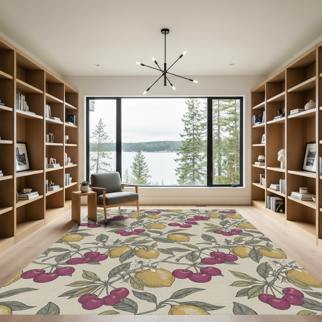 Vintage Cherry Lemon Branch Botanical Rug