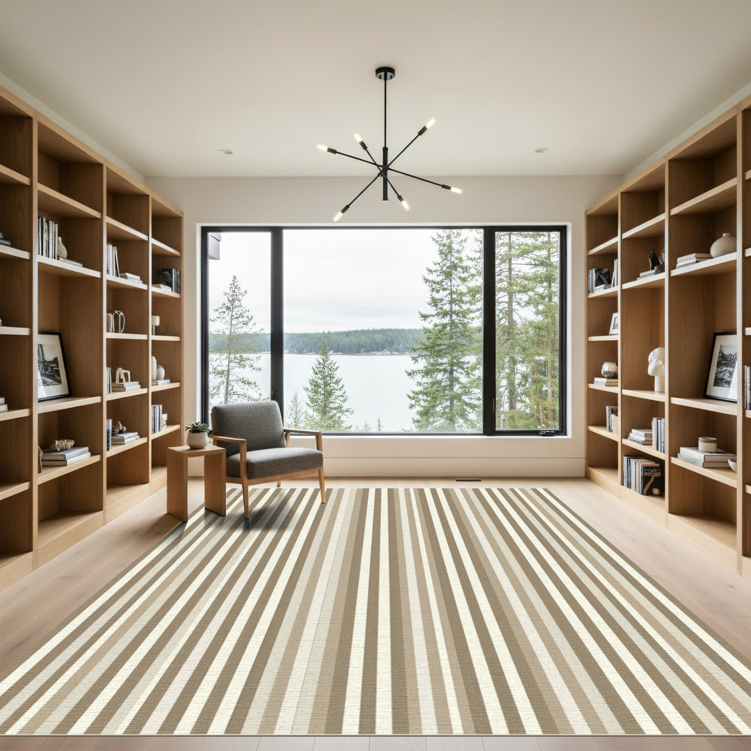 Neutral Vertical Stripe Area Rug
