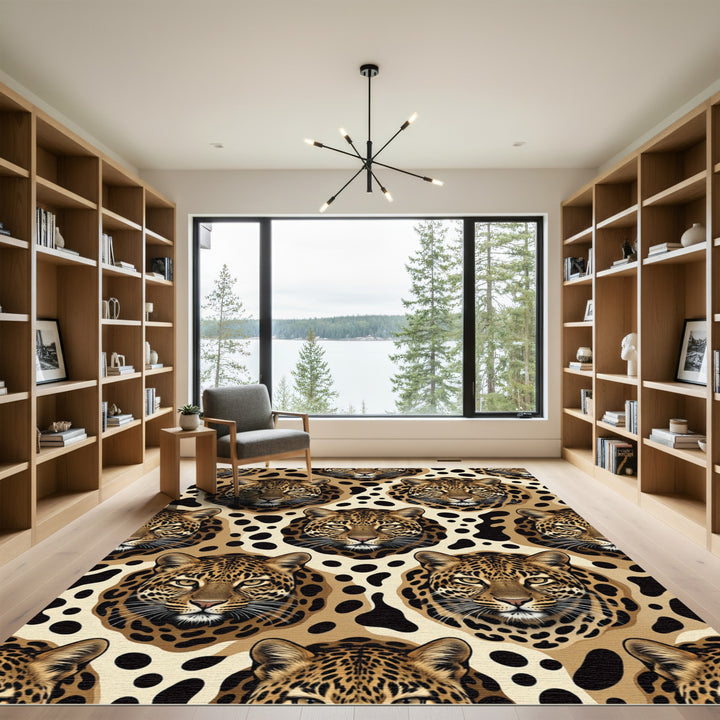 Gold Leopard Spot Animal Print Rug