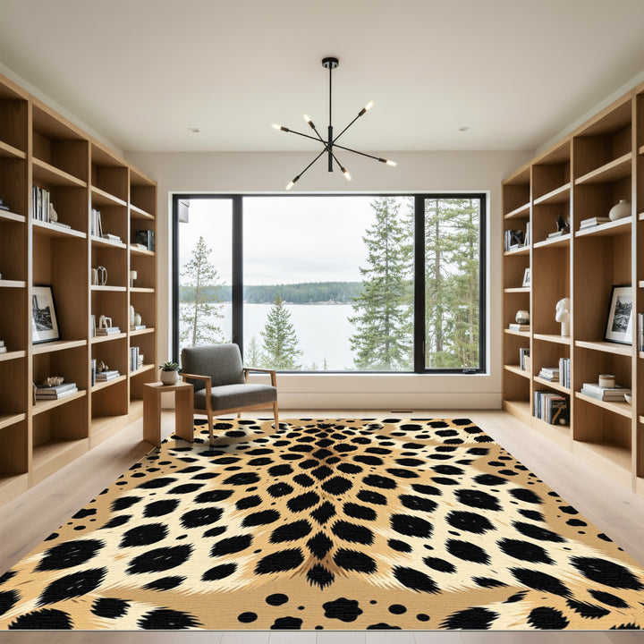 Golden Leopard Spot Abstract Rug