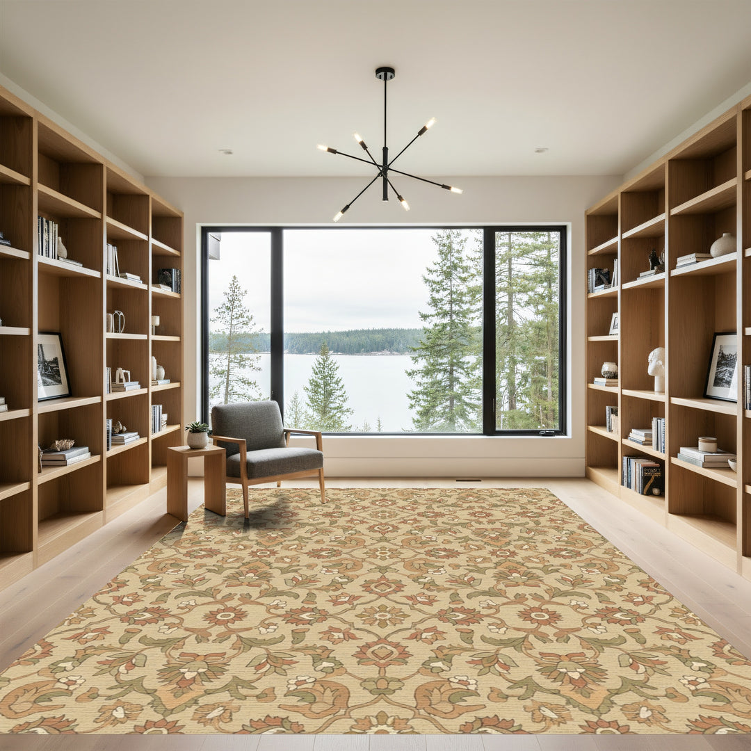 Terracotta Floral Medallion Arrangement Rug