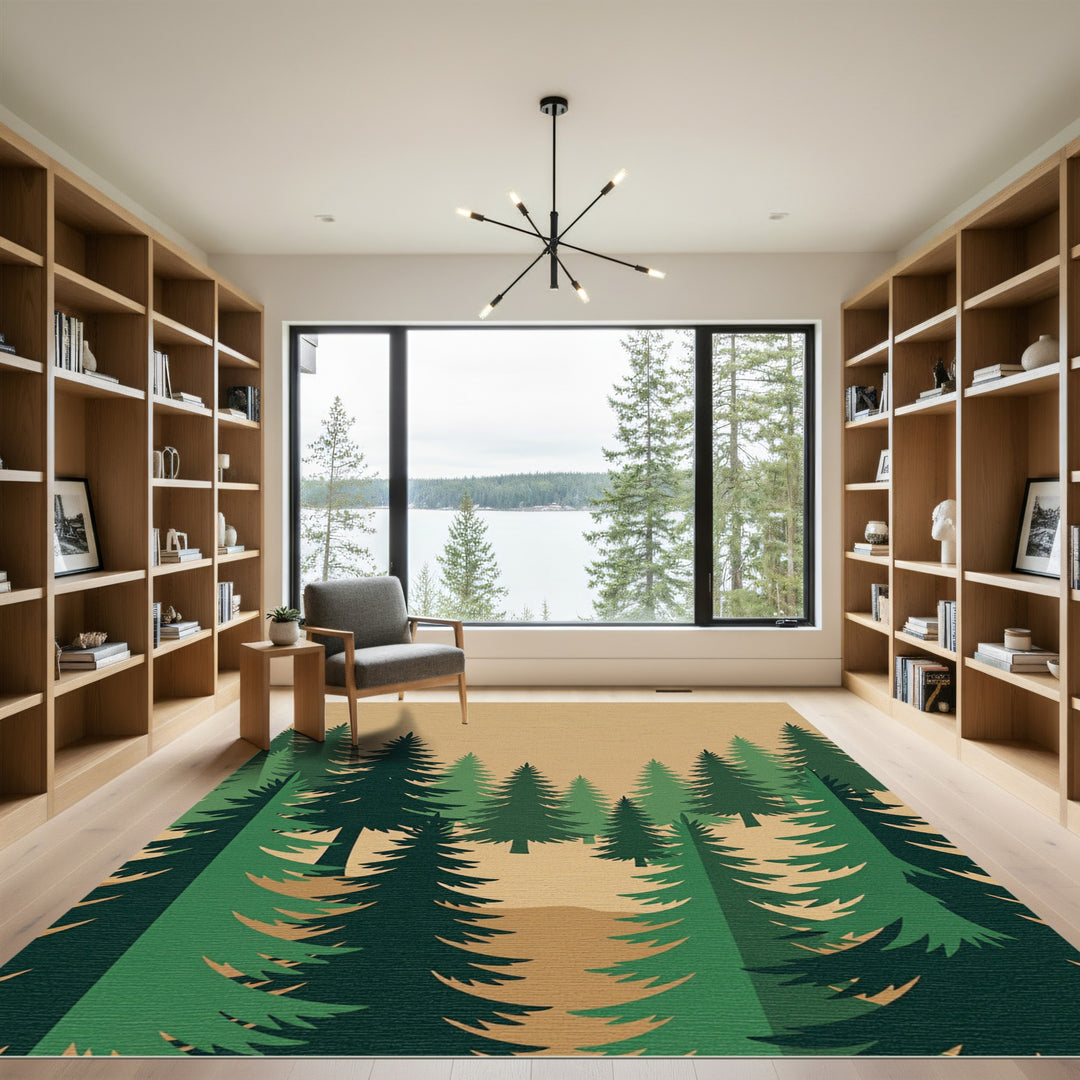 Nordic Forest Evergreen Landscape Rug