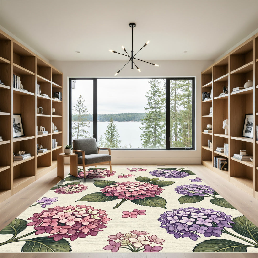 Pink Purple Hydrangea Blossom Cluster Rug