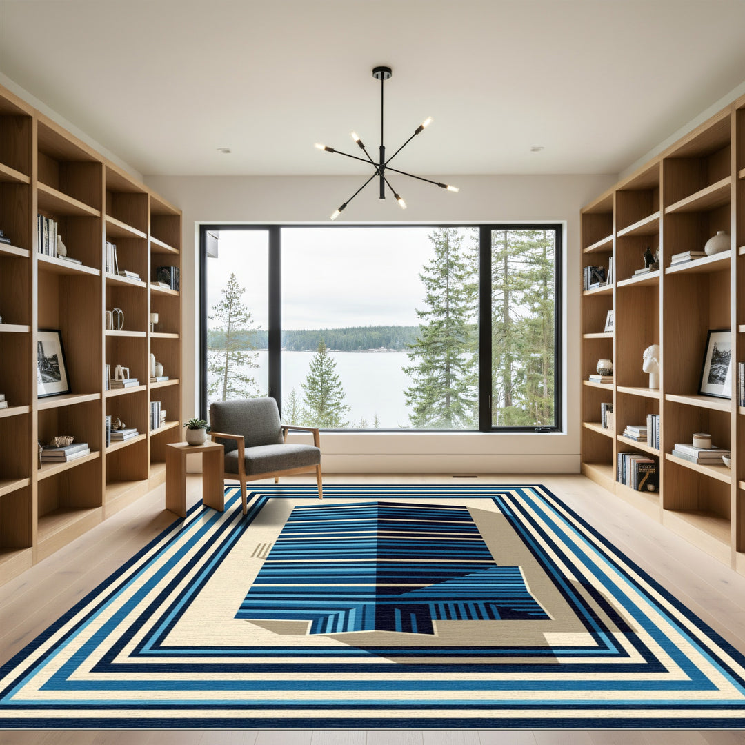 Modern Blue Stripe Architecture Rug