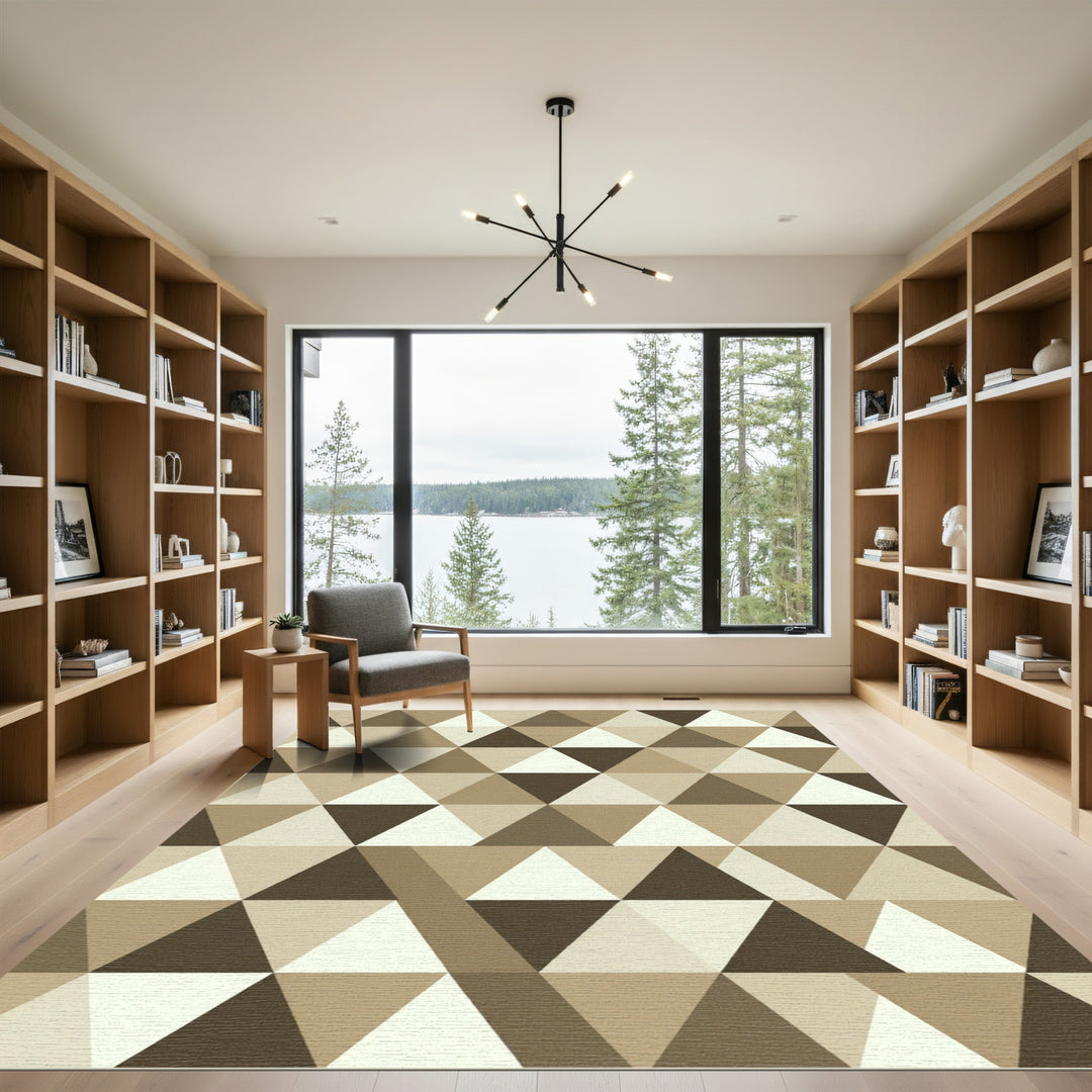 Geometric Triangle Sand and Cream Rug