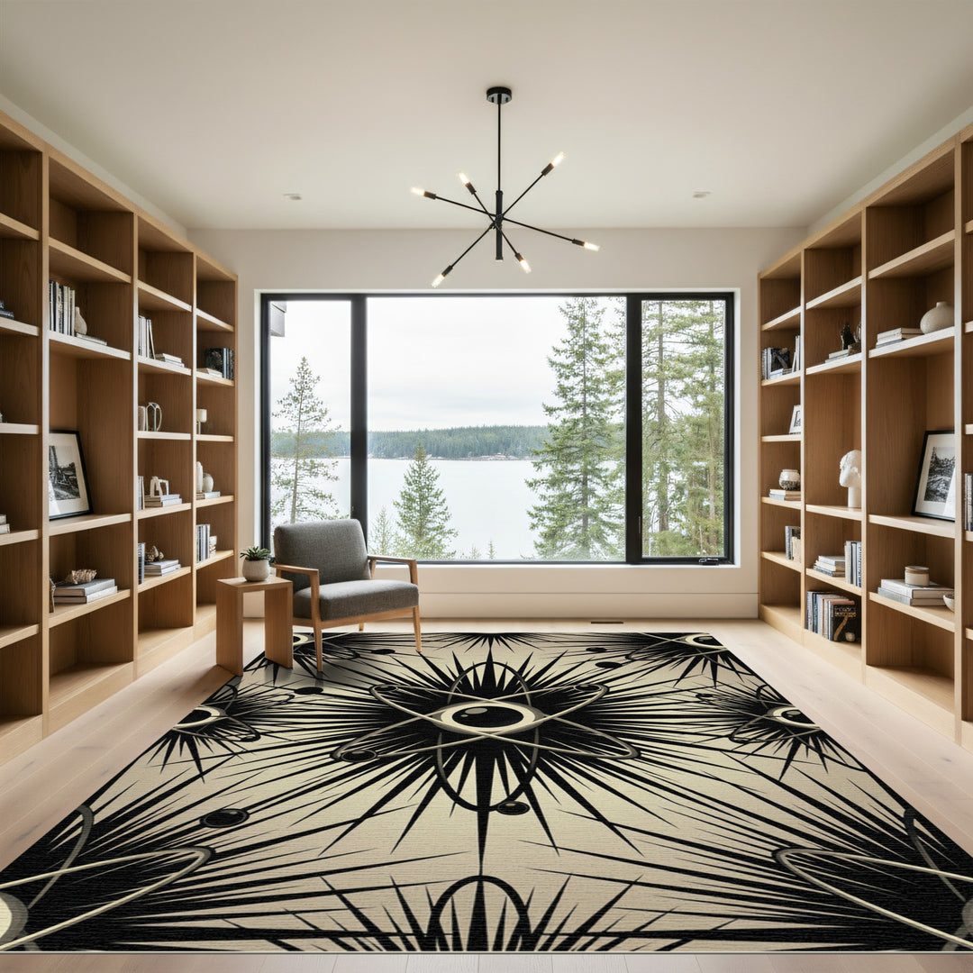 Black and Tan Atomic Eye Bloom Rug