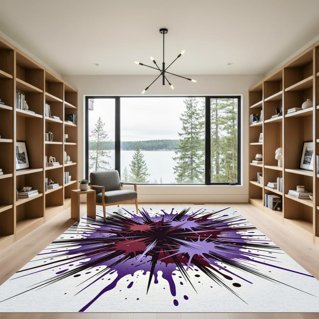 Explosive Purple Red Teal Splash Rug