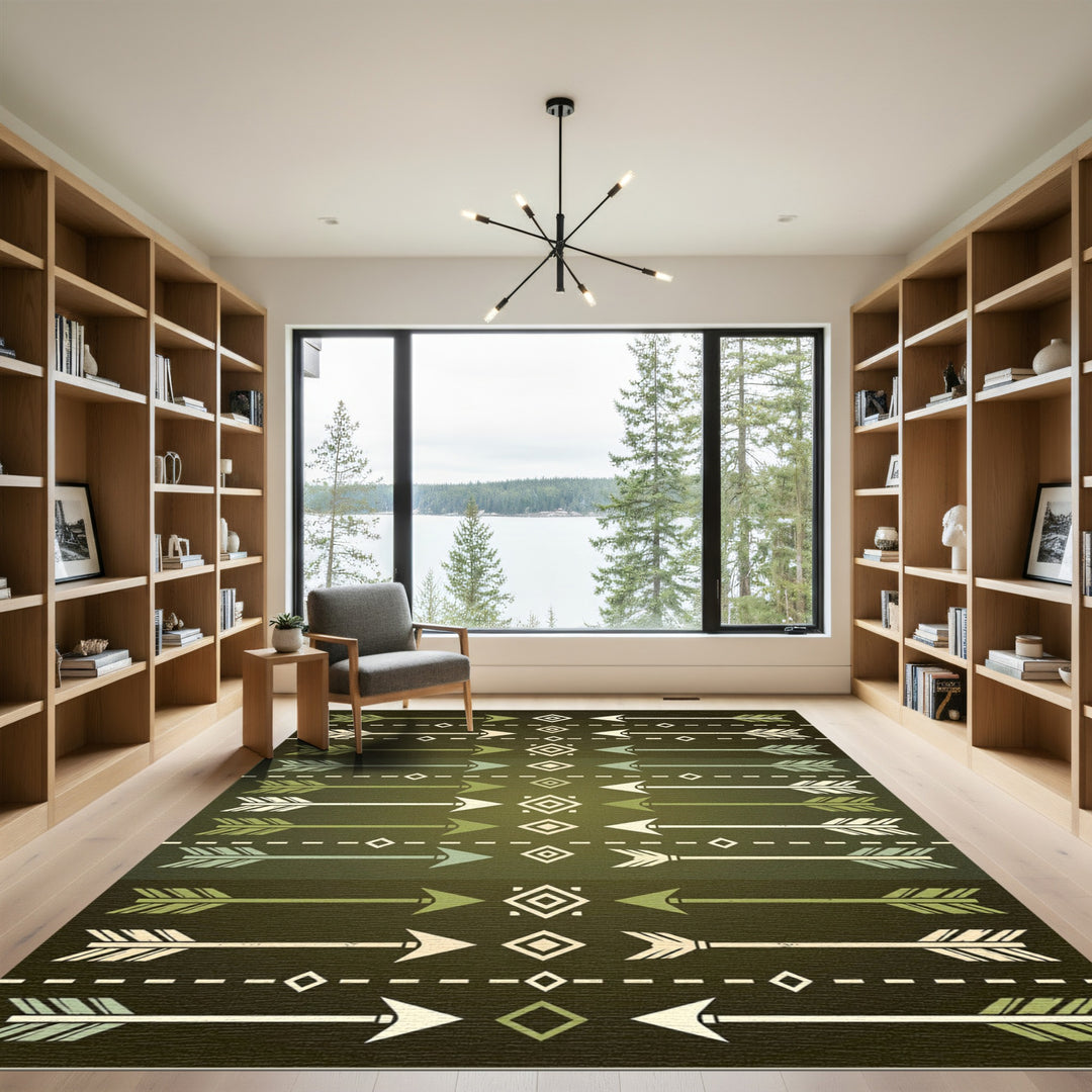 Sage Green Boho Aztec Arrows Rug