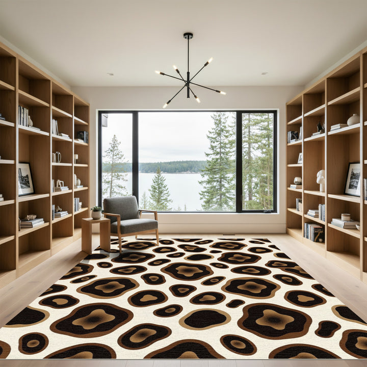 Brown Black Abstract Spots Rug