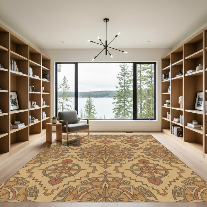 Navajo Compass Medallion Earth Tone Rug