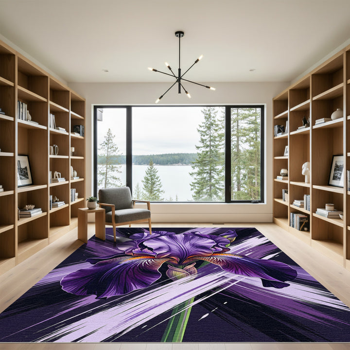 Dramatic purple iris abstract Rug