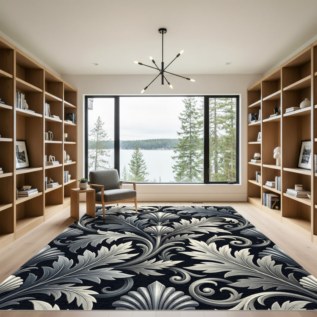 Monochromatic Acanthus Leaf Scroll Rug