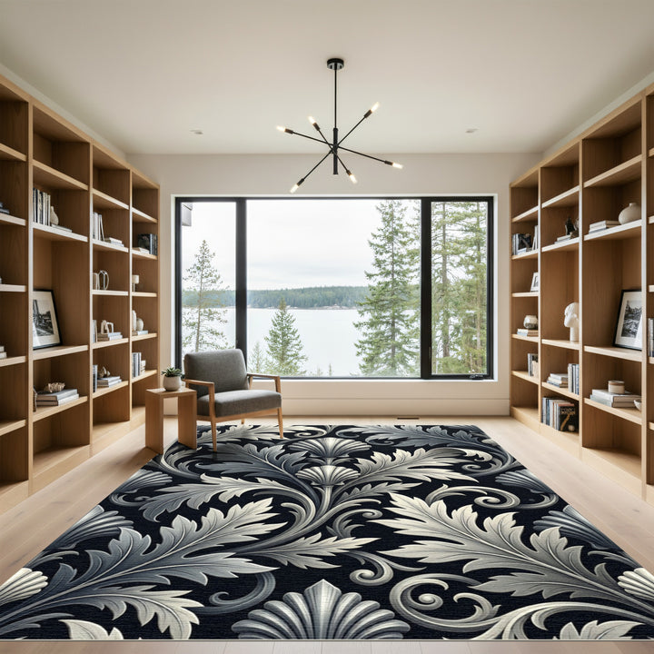 Monochromatic Acanthus Leaf Scroll Rug