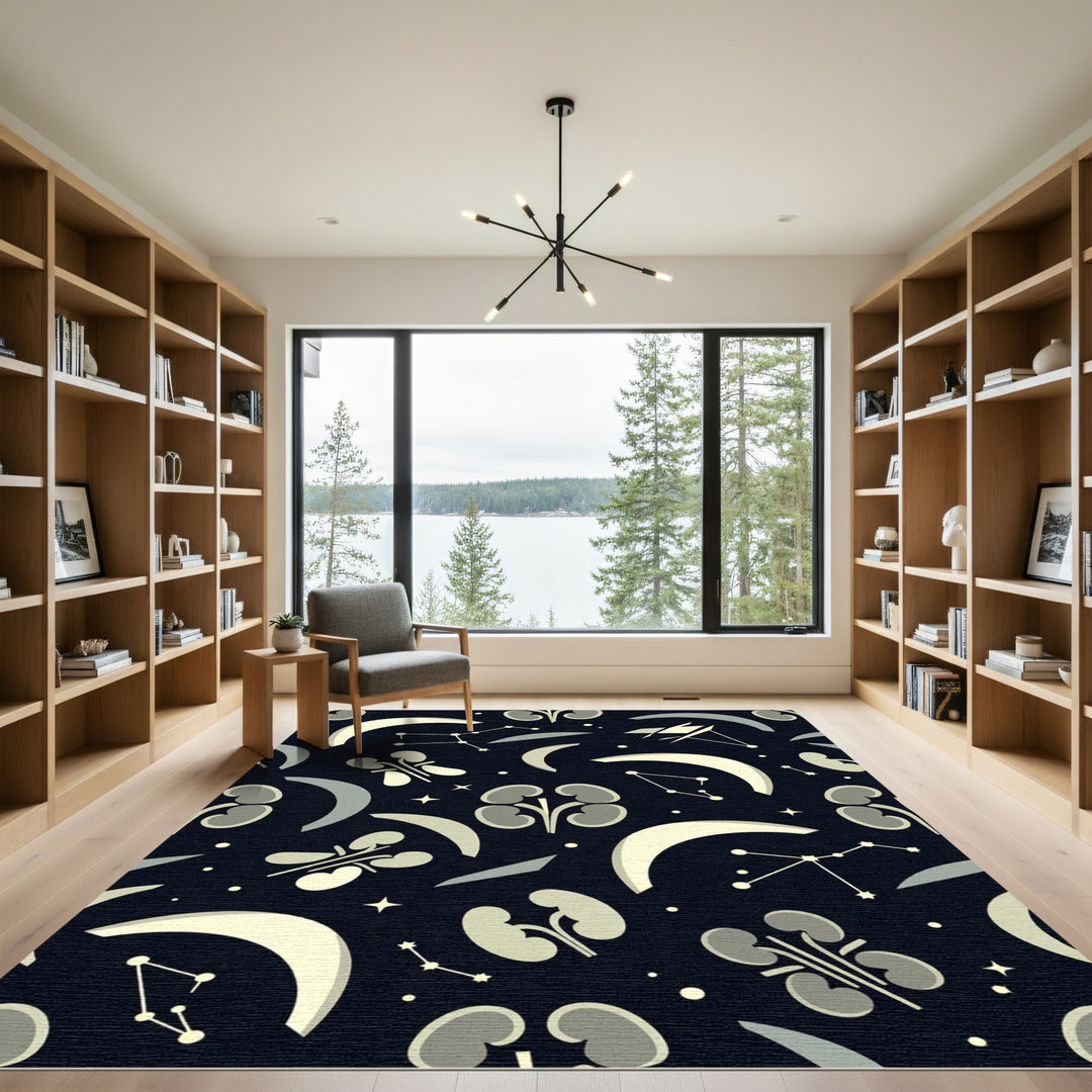 Gray Kidney Constellation Crescent Moon Rug