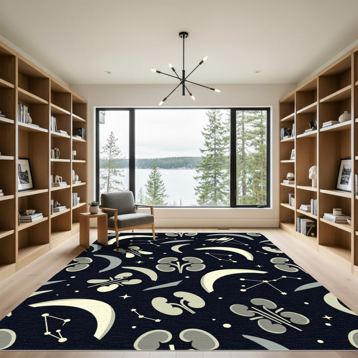 Gray Kidney Constellation Crescent Moon Rug