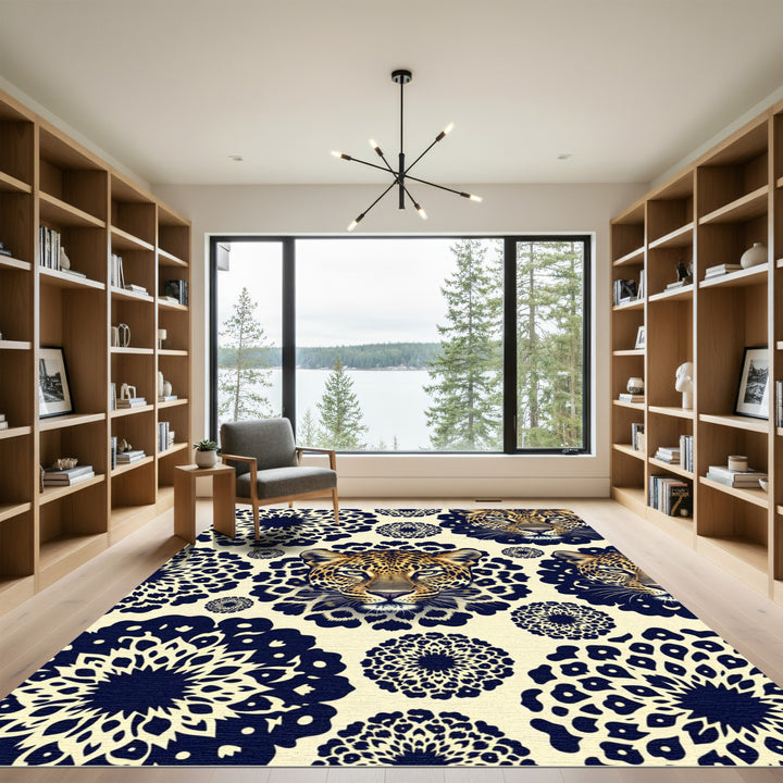 Leopard Circles Black Cream Rug