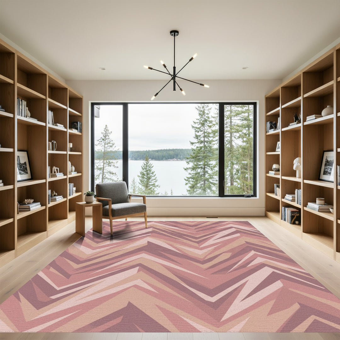 Geometric Pink Jagged Chevron Rug