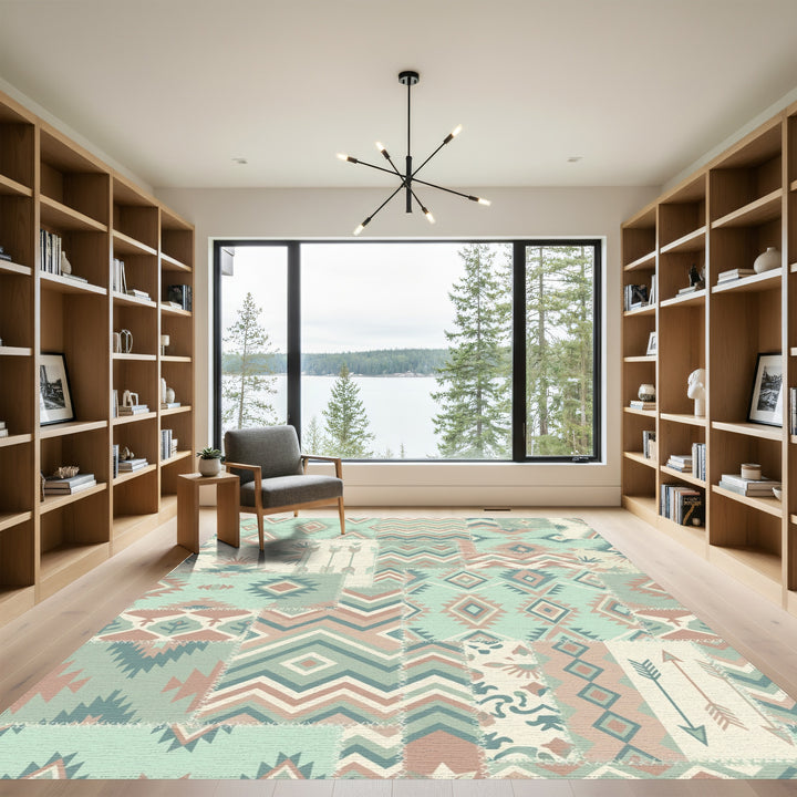 Pastel Tribal Patchwork Geometric Accent Rug