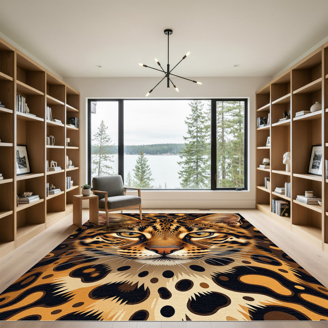 Fierce Leopard Face Jungle Rug
