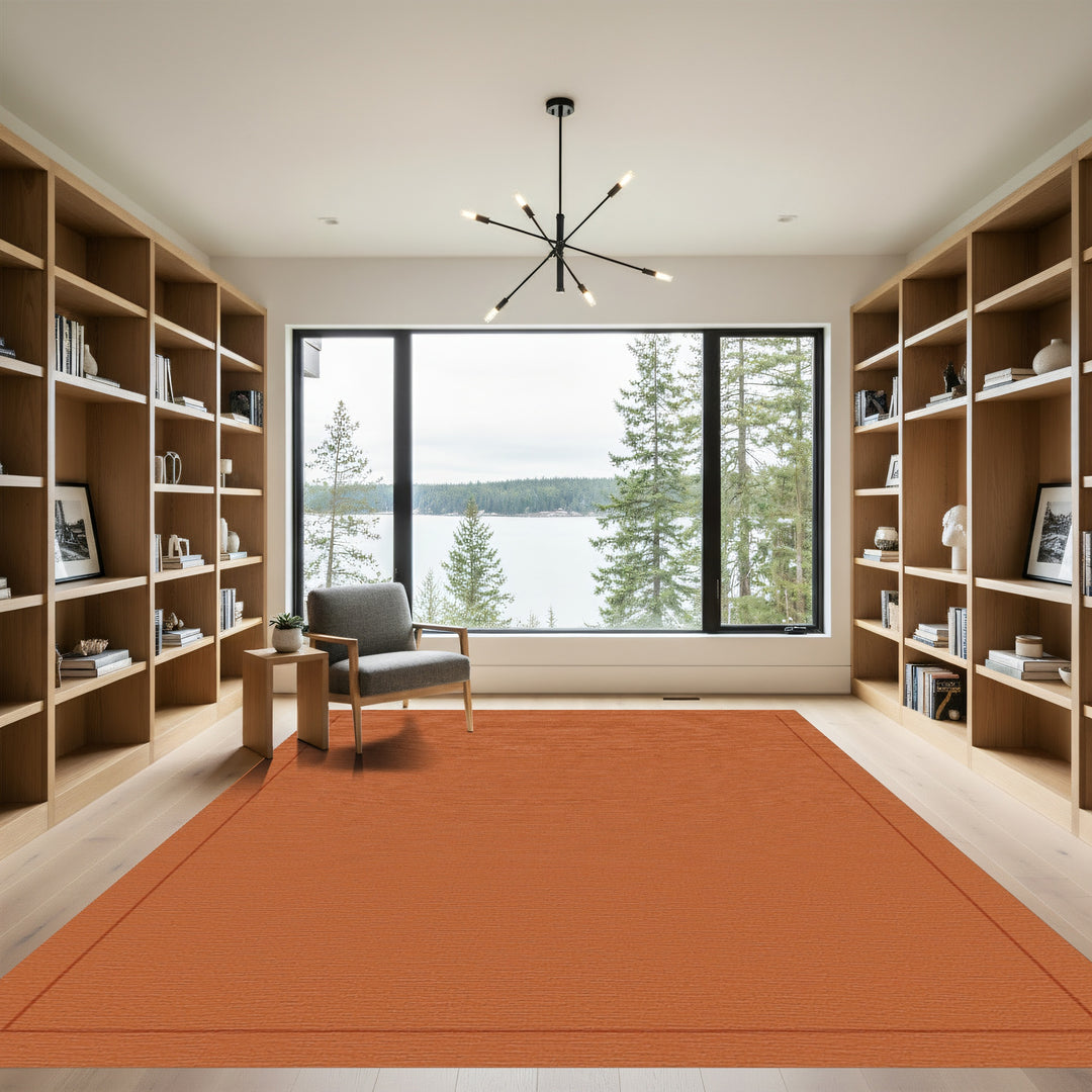 Earthy Terracotta Tonal Border Rug