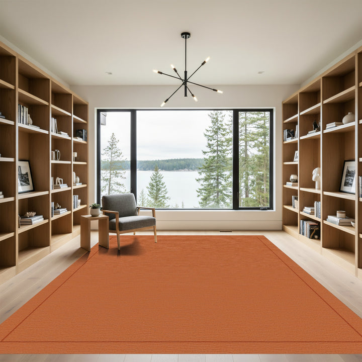 Earthy Terracotta Tonal Border Rug