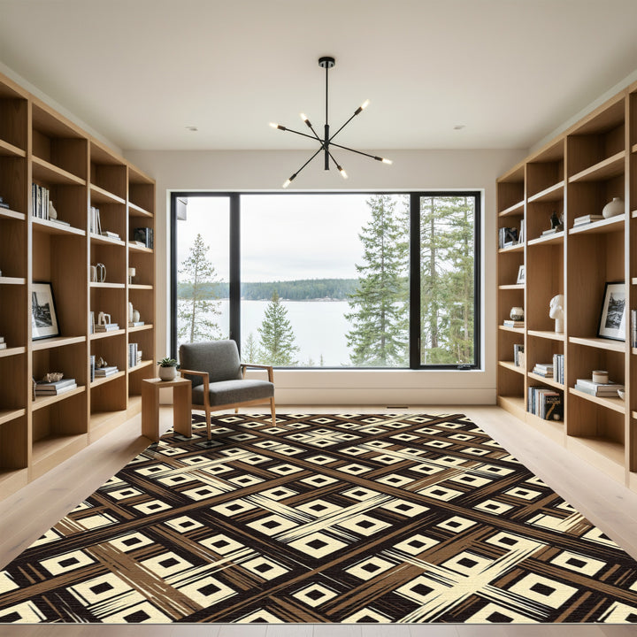 Dark Brown Diamond Plaid Rug