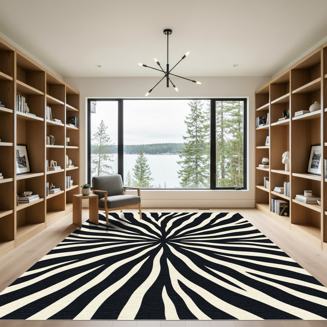 Black Cream Wild Streaks Rug