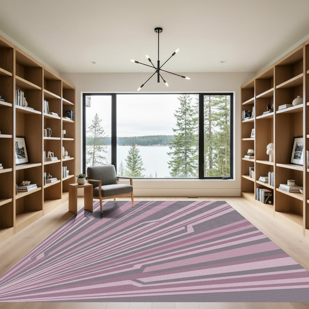 Mauve Pink Rayed Geometric Rug
