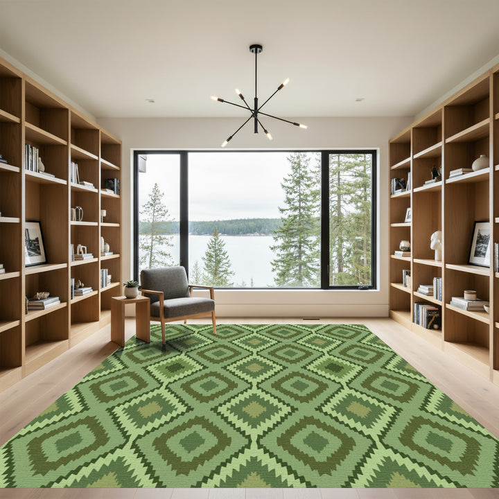 Earthy Green Diamond Gradient Rug