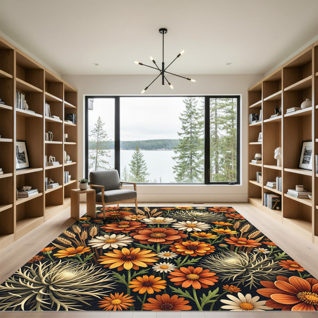 Autumn Bloom Wreath Floral Rug