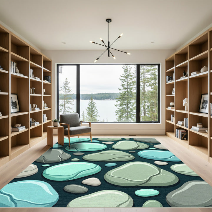 Smooth Organic Pebble Abstraction Rug